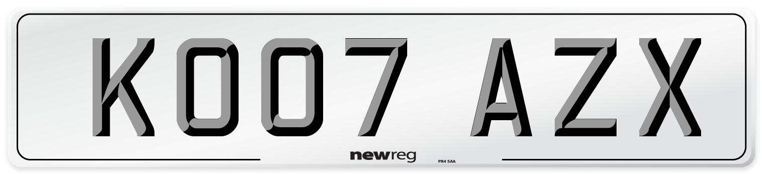 KO07 AZX Number Plate from New Reg